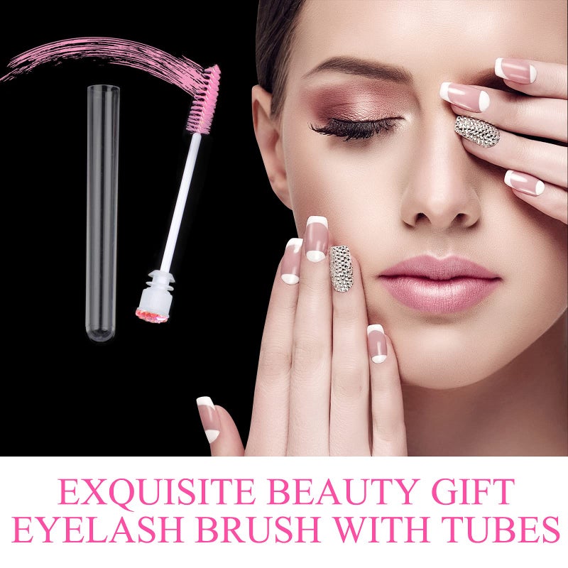 Dming 20 Pieces Disposable Mascara Brushes Eyelash Brush Lash Wand Diamond Mascara Wands with Tube Makeup Tool Lash Spoolies Sanitary Brushes Lash Extension Supplies (tube scale l pink 20) - Image 3